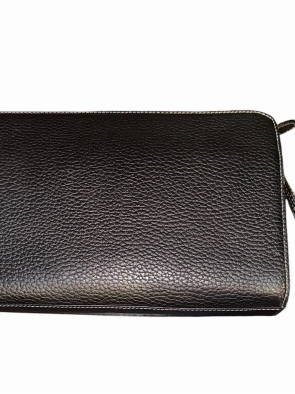 Burberry London Black Pebbled Leather Wristlet Clutch Pouch Bag Nova Check